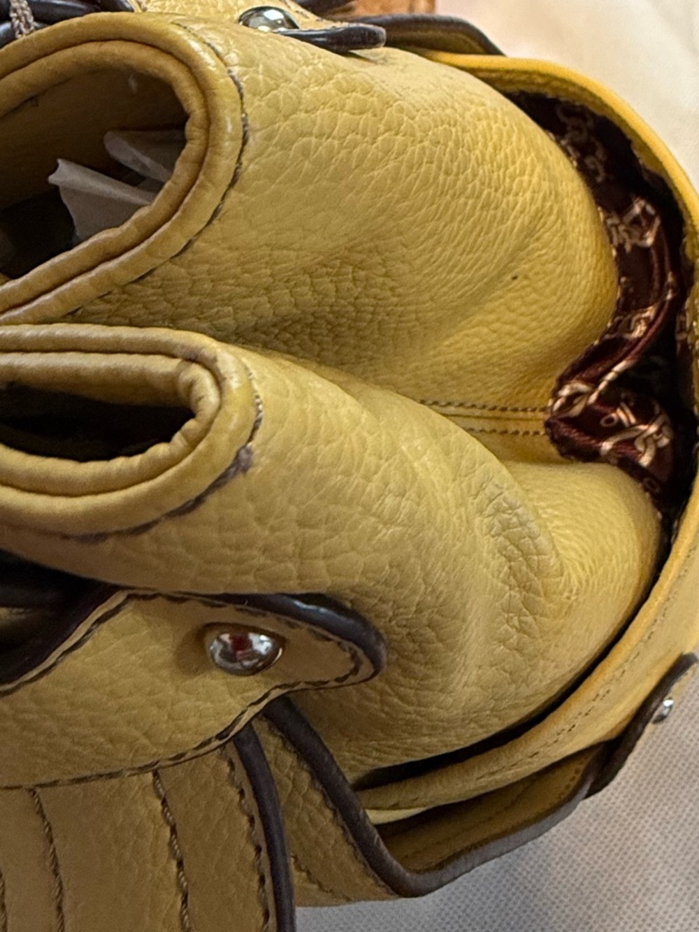 Tignanello Leather Hobo Tote Mustard Yellow | Tags Attached | Silver Hardware - Picture 6 of 11